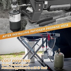 12FT Propane Hose with Gauge, Propane Hose Adapter 1lb to 20lb, Stainless Steel