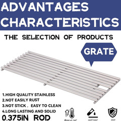 Upgrade 4 Pack 18″ X 7-3/8″ Heavy Duty Stainless Steel Triangle Solid Rod BBQ Co