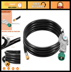 15FT Dual-Stage Propane Regulator with Hose for RV, Generator, Camp Stove, Grill