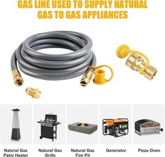 15 Feet 1/2 Inch ID Natural Gas Grill Hose, Flexible Gas Line Hose Low Pressu…