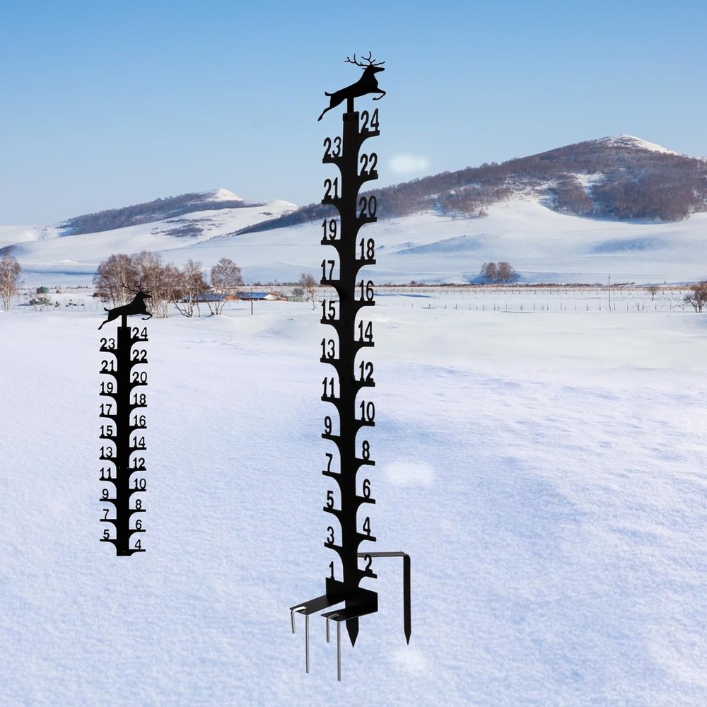 Snow Gauge Outdoor 24 Inch, Metal Christmas Snow Depth Gauge,[Depth Monitorin…