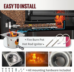 Heavy Duty Fire Burn Pot and AC Hot Rod Igniter Kit for Pit Boss Traeger Camp