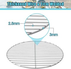 New 13.7 Inch Round Grill Grate Chromed Iron Steel Barbecue Cooking Rack