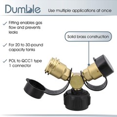 Dumble Propane Tank Adapters LP Gas Line Splitter 2 3/8 inch, 1/4 Black
