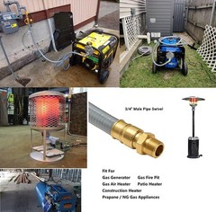 15FT Brass Natural Gas Hose with Self-Seal Fittings – Easy Install Tool Included