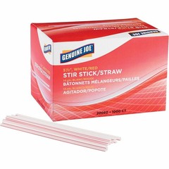 Genuine Joe 5-1/2″ Plastic Stir Stick/Straws – 5.5″ Length – Plastic – White –