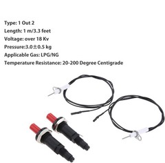2Pcs Gas Fireplace Piezo Spark Ignition 1Out2 Push Button Igniter with 1m Cable