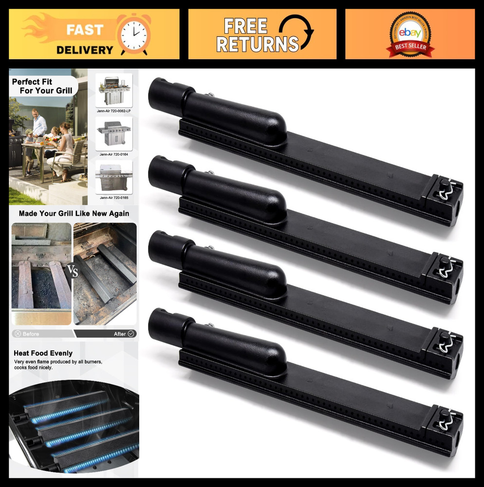 4 Pack Cast Iron Burner Replacement Parts for Gas Grills – Fits Jenn-Air Models