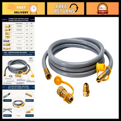 10FT 1/2″ ID Natural Gas Hose, Quick Connect Conversion Kit for BBQ, Grill, Heat