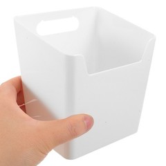 1 Set White Plastic No Drill Ice Scoop Storage Bin Adhesive Cabinet Door Caddy