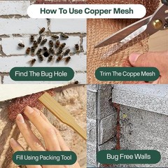 Copper Mesh Rodent Control Kit, 5 Inch X 35ft Rustproof Copper Wool Blend,8879