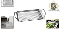 Durable 11″x7″ Stainless Steel Grill Pan with Carry Handles – Easy Clean Design