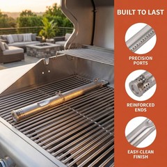 2Pcs Reusable Stainless Steel Grill Burner Tubes Replacement for Gas Grills