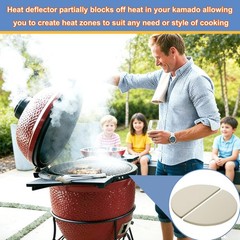 2 Pack Half-Moon Ceramic Heat Deflector Plates for Kamado Joe Classic I, II, …