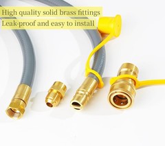 FeeT 1/2 inch Natural Gas Hose with Quick Connect Fittings, Natural Gas Hose fit