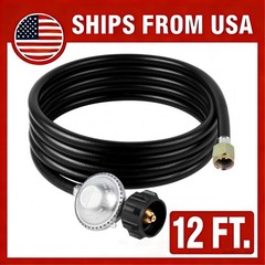 12FT Propane Gas Hose and Regulator for LP Grill, QCC-1 to 3/8 Inch Female