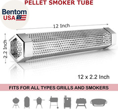 Pellet Smoker Tube 12-Inch: Stainless Steel Wood Pellets Smoke Tube for Hot or C