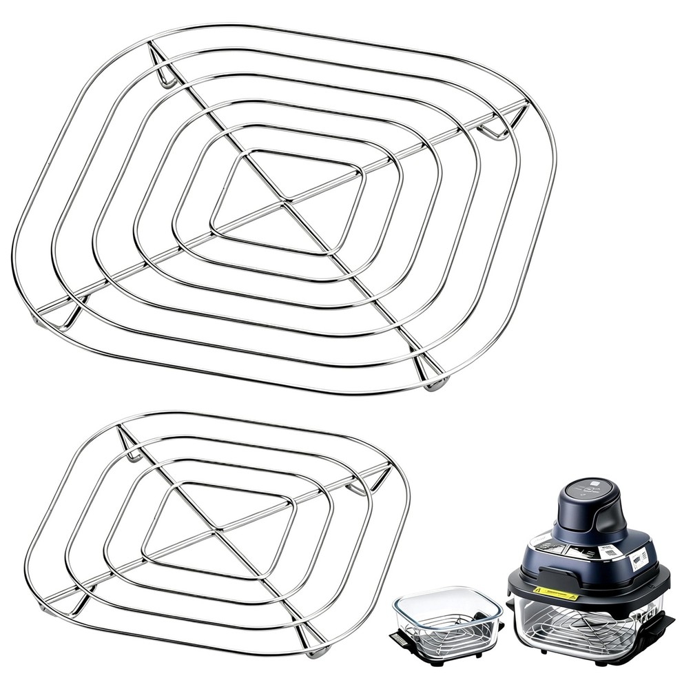 2PCS Crisper Stainless Steel Rack Compatible with Ninja Crispi Air Fryer, Gla…