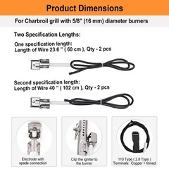 4Set Grill Igniter Electrode Replacement Parts For Charbroil Performance