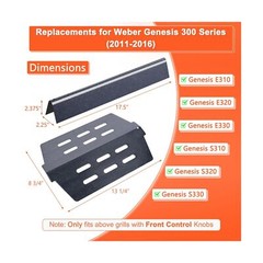 QuliMetal 17.5 Inch Flavorizer Bars and Heat Deflectors for Weber Genesis 300…