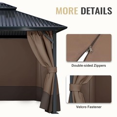 4-Panel 10′ x 12′ Gazebo Replacement Curtains, Patio Privacy Sidewalls with D…