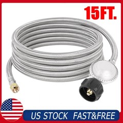 15FT Propane Gas Pit Grill Hose Regulator for LP BBQ Grill Heater, 3/8″ Female