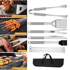 Essential 9PCS Grill Tool Set with Portable Carry Bag for All Occasions