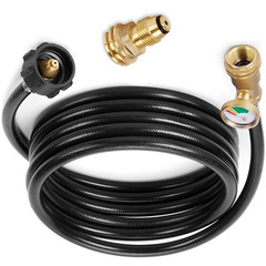 US 12 Feet Propane Tank Extension Hose with Gauge, Tank Adapter Converts