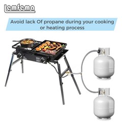 Lemfema Y Type Splitter Propane Tank Converter POL Inle with Gauge, BLACK