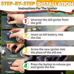 2 Pcs Gas Grill Igniter – BBQ Igniter Standard 1.22″ Diameter AAA Compatible,
