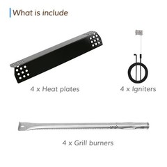 Replacement Parts Grill Burner Flavor Bars Ignitors Kit 4 Packs Nexgrill