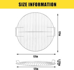 17″ Universal Round Grill Grate Replacement Plated Steel Cooking Grid w/ Handle