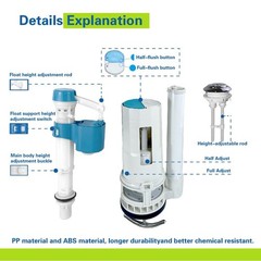 2-Inch Top Dual Flush Valve Repair Kit for One Piece Toilet (10″-13″ Tank Hei…