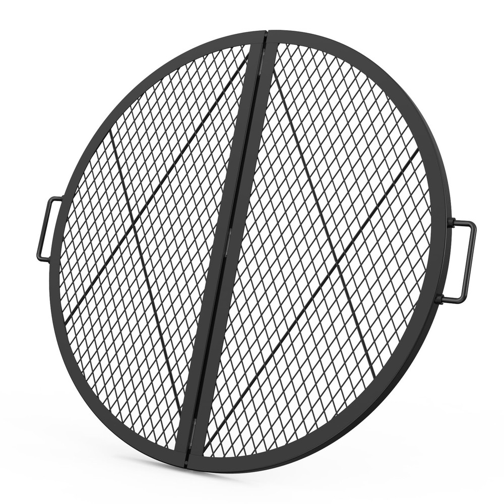 Foldable X‑Marks Heavy‑Duty Steel Round Fire Pit Grate, 30‑Inch