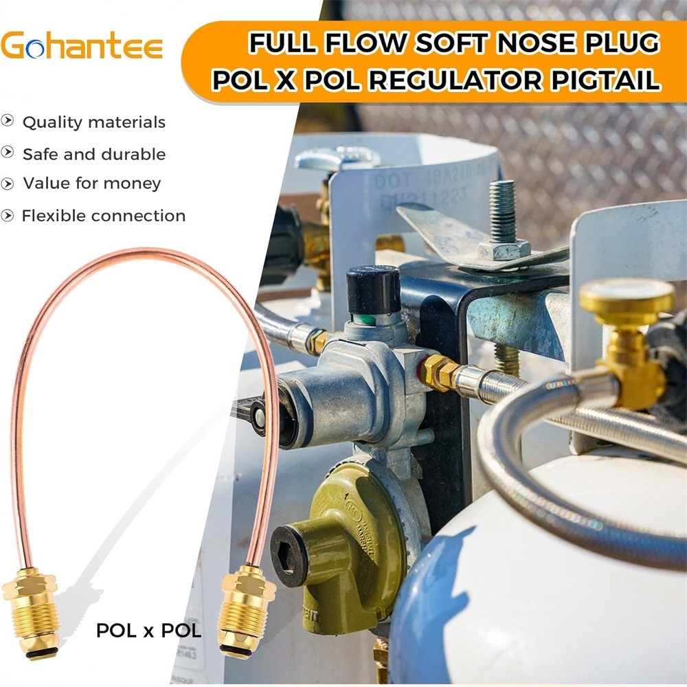15Inch POL x POL Copper Propane Gas Pigtail for Bulk Propane Tank to Regulator