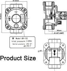 1/2 Inch Natural Gas Regulator for Grill, Natural Gas and Propane Convertible, 1