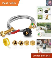 Propane Adapter for 1 lb. Tanks with Tank Gauge & Control Valve, 3 FT Propane..,