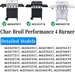 For Charbroil Performance 4 Burner Grill 463342119,463332718,463347017,463335517