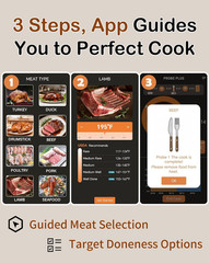 ±0.5°F Accuracy Shows Real-Time Temp Wireless Meat Thermometer: Smart 900Ft Blue