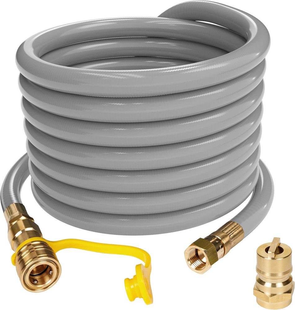 25-Foot Natural Gas Hose with Adapter, 1/2-Inch Diameter, for Tri Fuel Generato