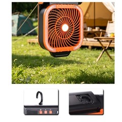 Adjustable Solar Fan with 4 Speeds Timer LED Ambient Light USB C Rechargeable