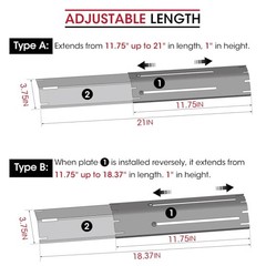 Adjustable Grill Heat Plate, Extends from 11.7″ up to 21″ Length, 3.7″ 5