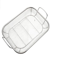 Stainless Steel Double Handle Basket for BBQ Draining and Food Handling