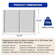 66095 66802 Grill Grates Replacement Parts for Weber Genesis II 300 and Genes…