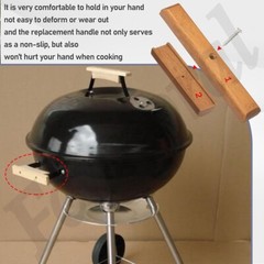 3SET CHERRY WOOD REPLACEMENT HANDLE FOR WE-BER CHARCOAL GRILL MOUNTING SCREWS W