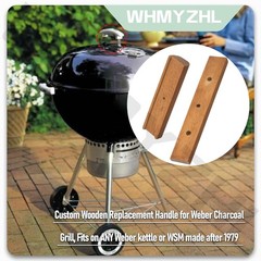 Wooden Replacement Handle with Mounting Screws for Weber 22.5″ and 18.5″ Charcoa