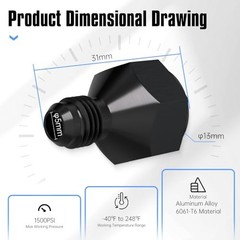 6AN Female to 4AN Male Flare Aluminum Black Hose Reducer Fitting 6AN-4AN-2PCS