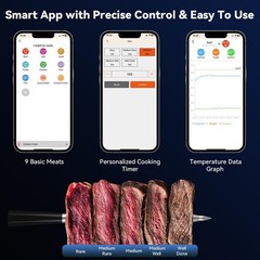 Smart Wireless Meat Thermometer Digital, 2 Probes, Advanced Bluetooth Black