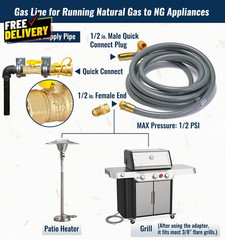 25 Feet 1/2 Inch ID Natural Gas Grill Hose with Quick Connect Fittings Natur….