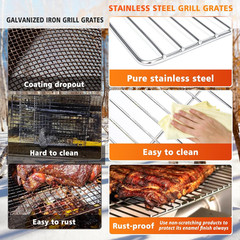 Stainless Steels Cooking Grate for Masterbuilt Electric Smoker 30 Inch, 4 Pack 1